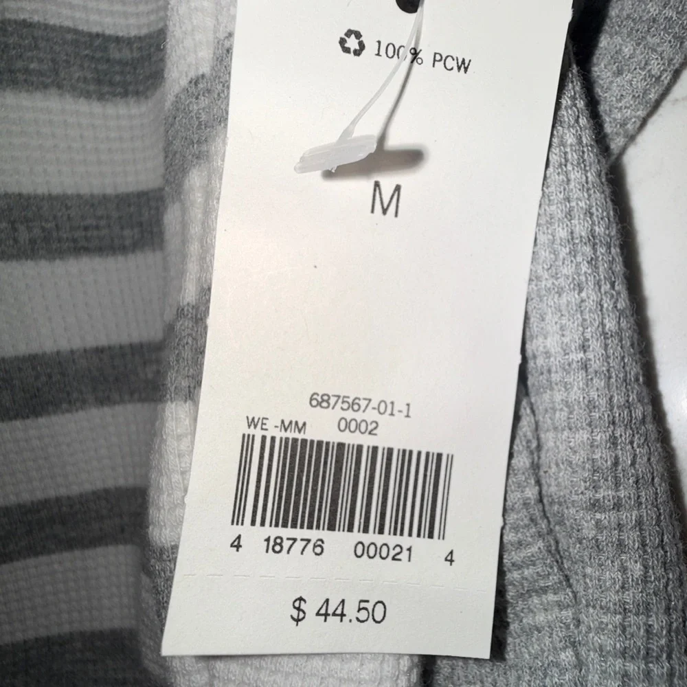Banana Republic Men’s Pullover Long Sleeve Stripe Crewneck Gray White NWT Size M